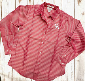 Ladies Heather Red Stripe Blouse