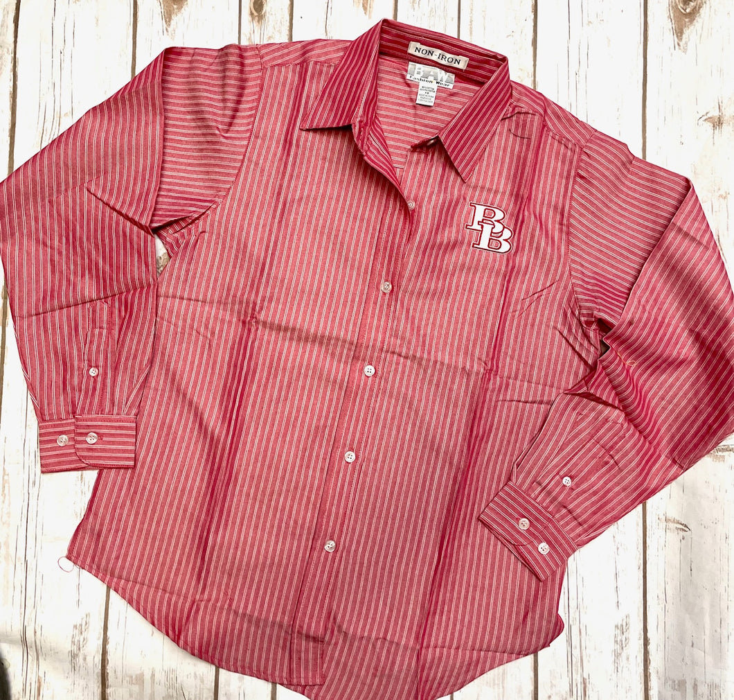 Ladies Heather Red Stripe Blouse